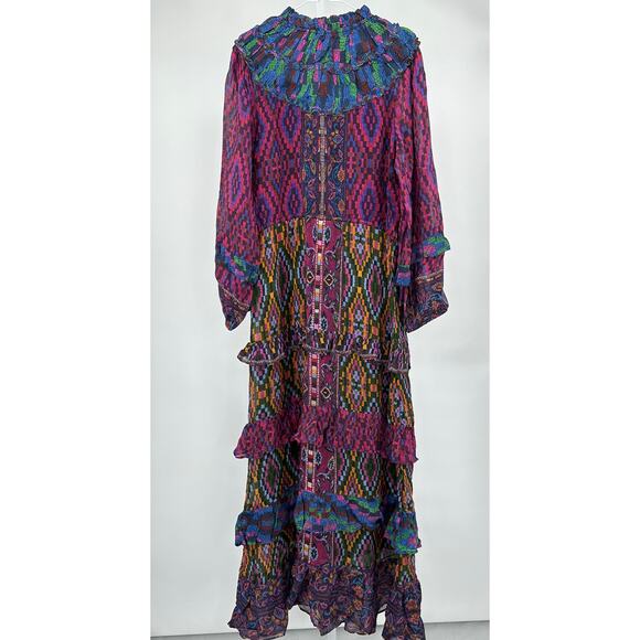 Farm‎ Rio - Mixed Tapestry Scarf Maxi Dress Medium - Picture 4 of 11